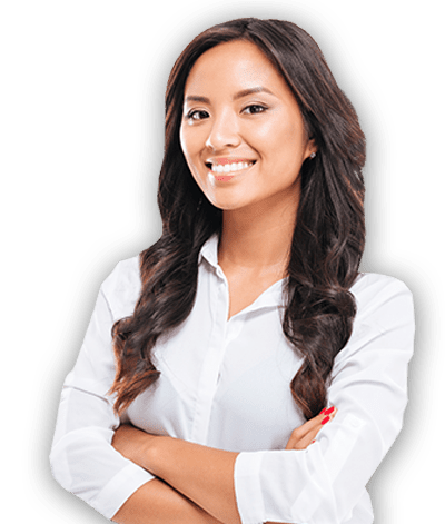 Asian woman standing in white shirt smiling