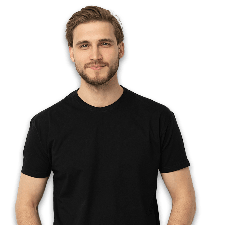 Austin man standing in a black tshirt