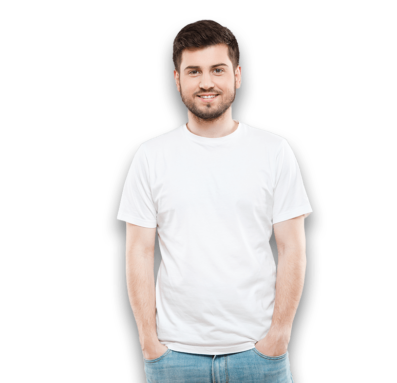 Austin man in white shirt standing with a smile.